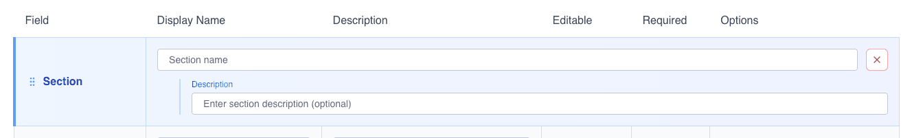 Section Configuration